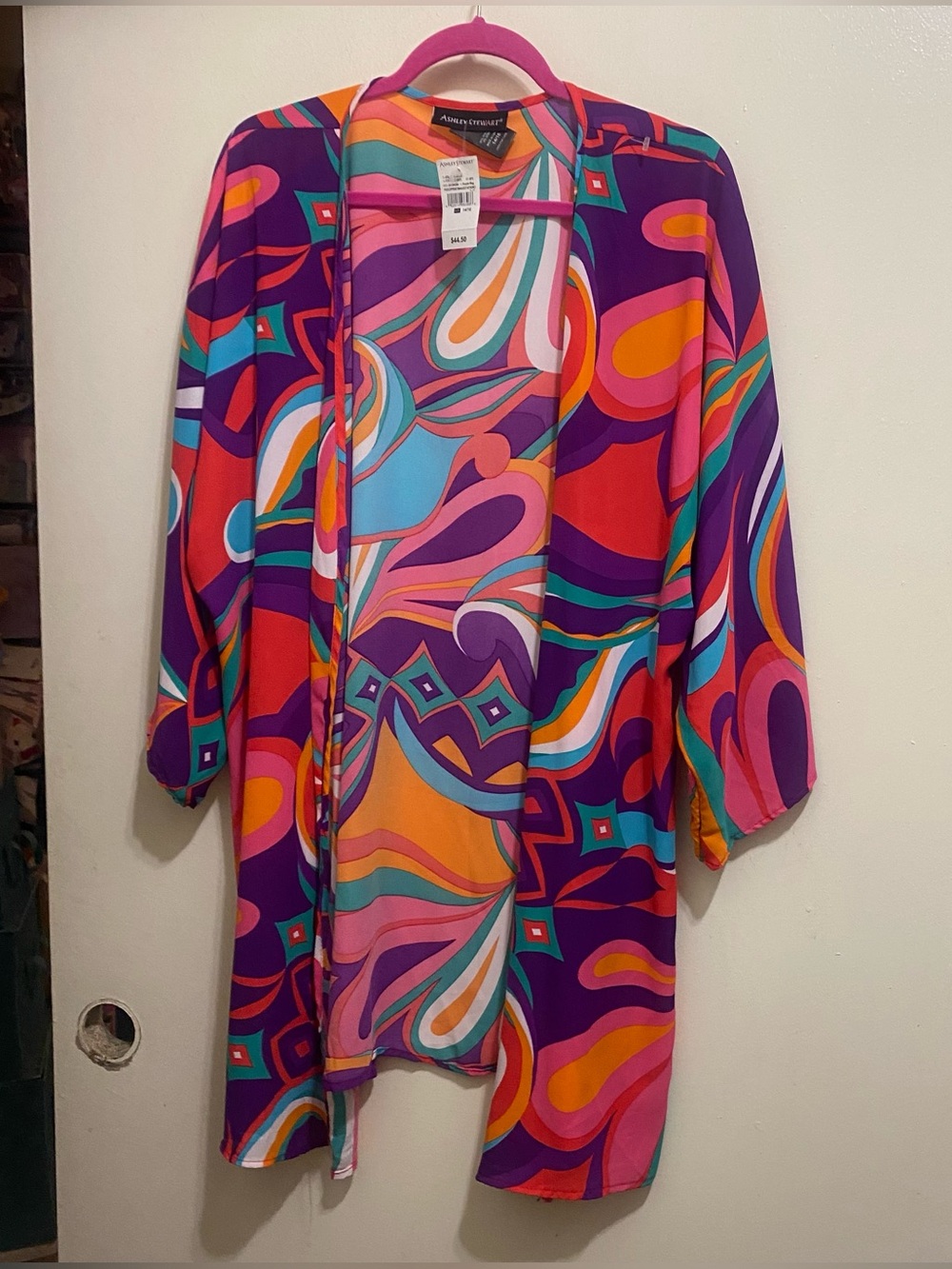 Ashley Stewart Womens 14 16 L Large Kimono Cardigan Psychedelic Abstract NWT